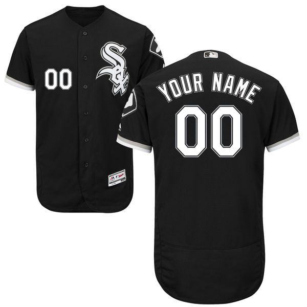 Men Chicago White Sox Majestic Alternate Black Flex Base Authentic Collection Custom MLB Jersey